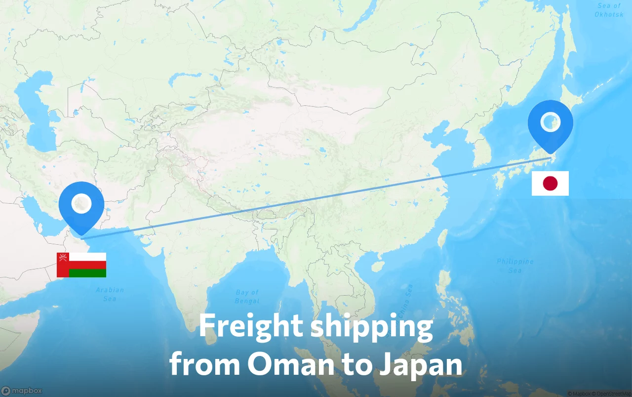 Shipping route from Oman to Japan