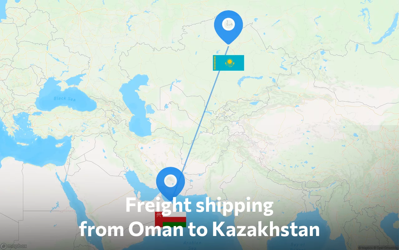 Shipping route from Oman to Kazakhstan