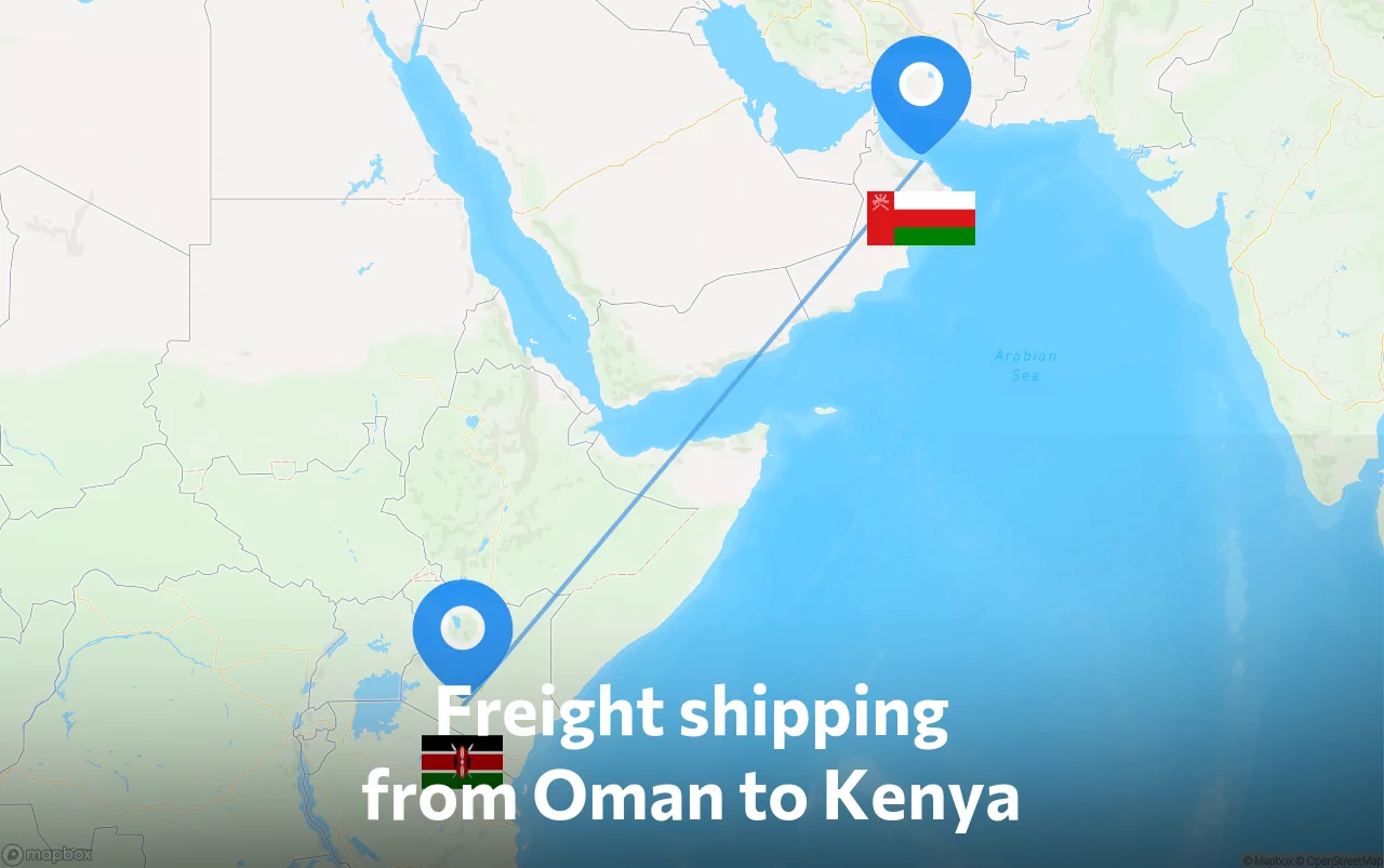 Shipping route from Oman to Kenya