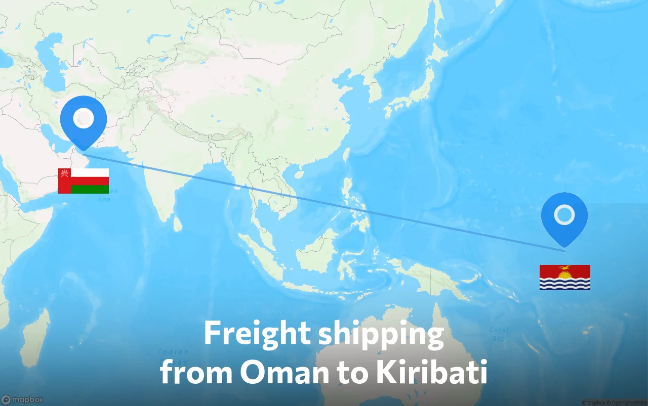 Shipping route from Oman to Kiribati