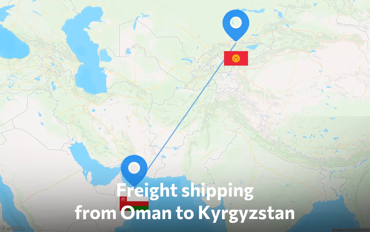 Shipping route from Oman to Kyrgyzstan