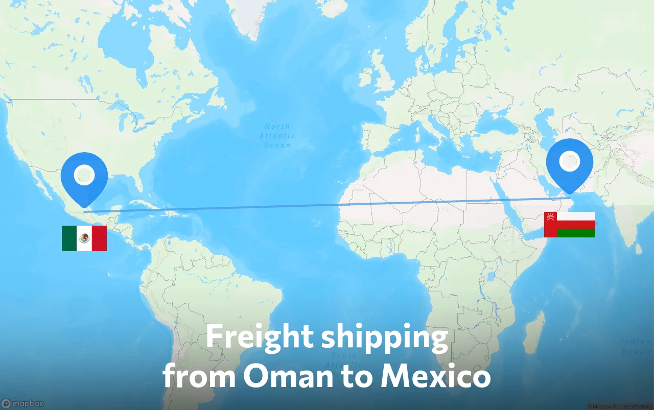 Shipping route from Oman to Mexico