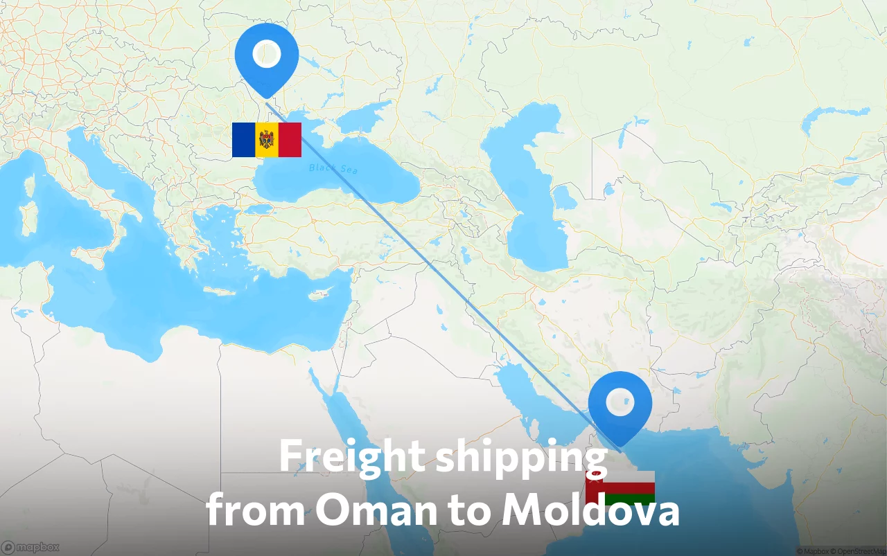 Shipping route from Oman to Moldova