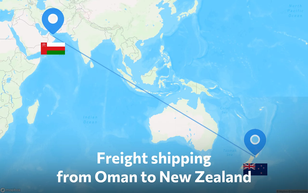 Shipping route from Oman to New Zealand