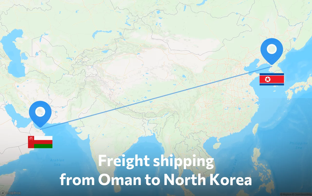 Shipping route from Oman to North Korea