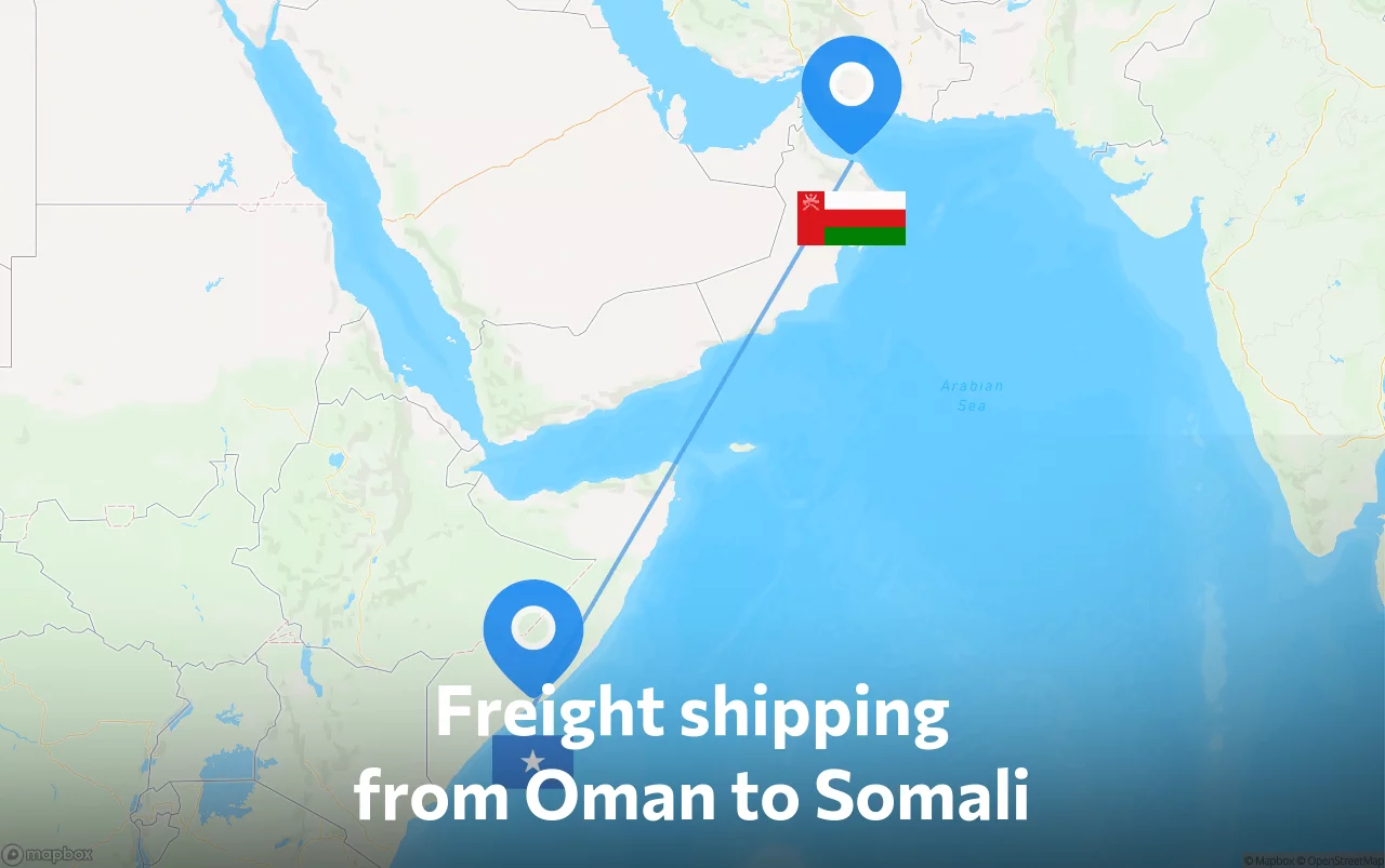 Shipping route from Oman to Somali