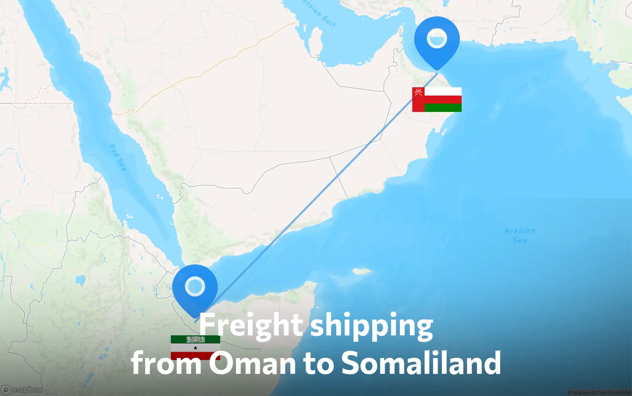 Shipping route from Oman to Somaliland