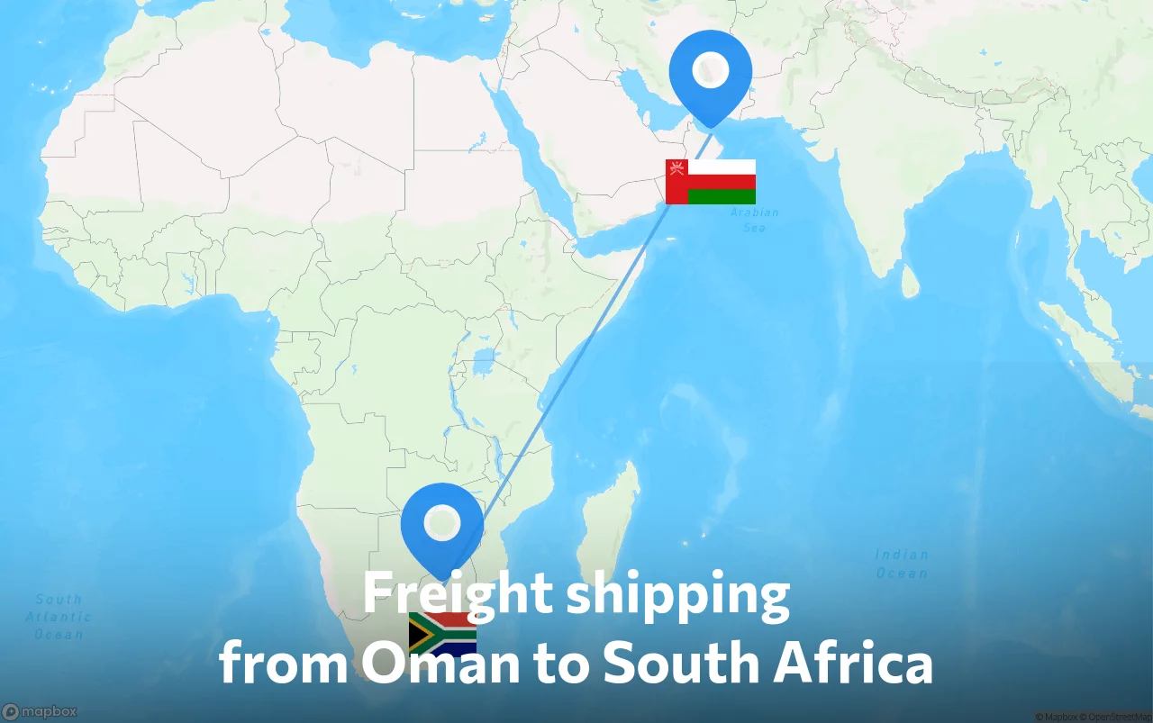 Shipping route from Oman to South Africa