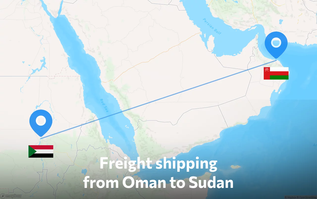 Shipping route from Oman to Sudan