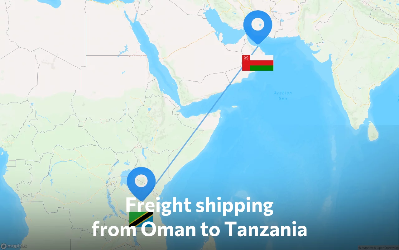 Shipping route from Oman to Tanzania
