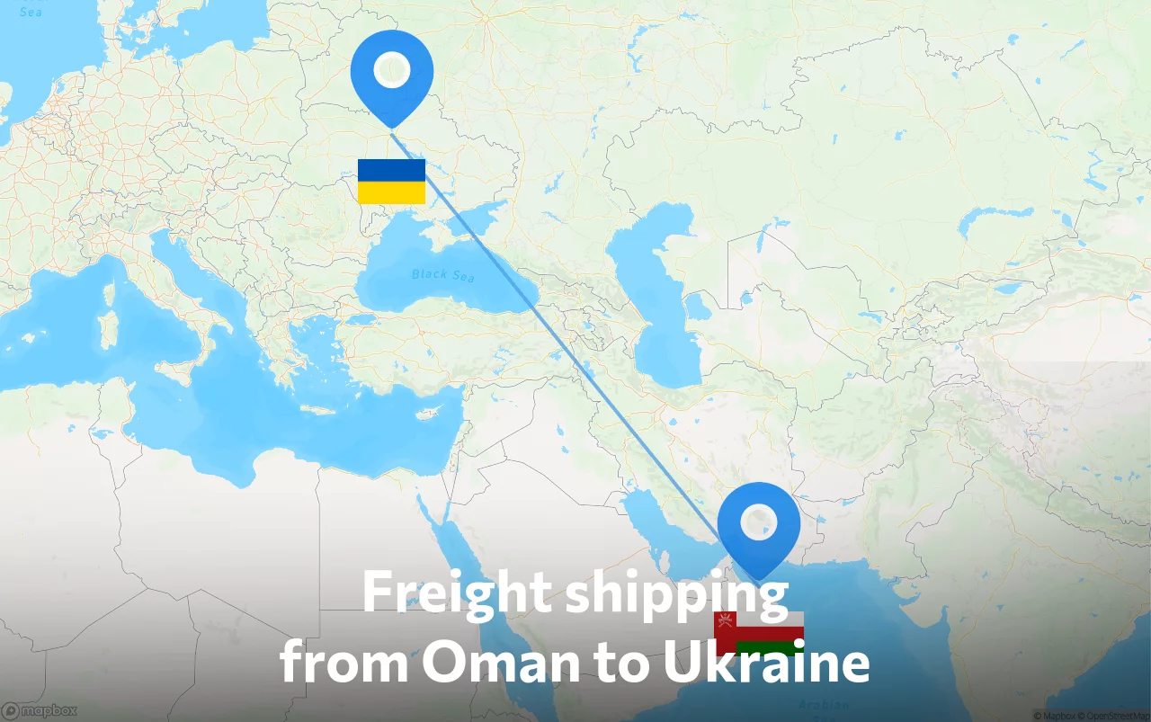 Shipping route from Oman to Ukraine