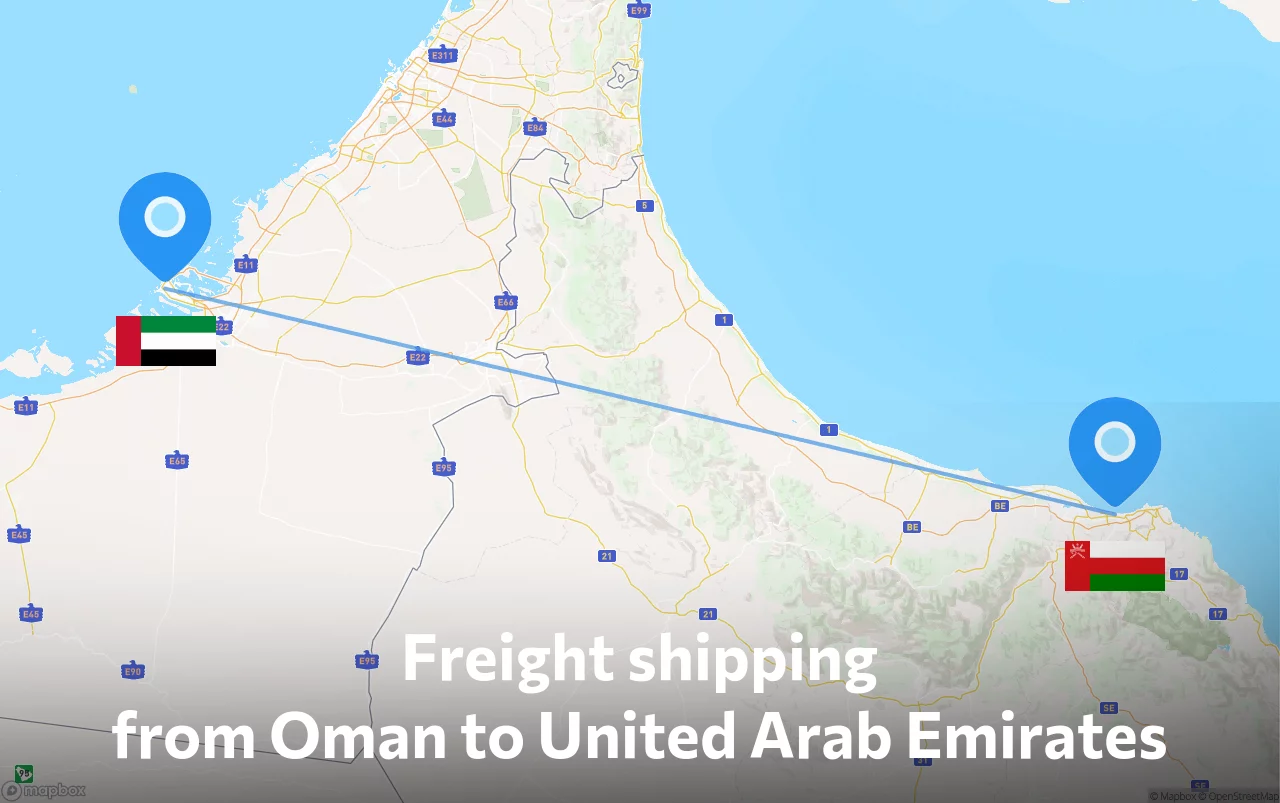Shipping route from Oman to United Arab Emirates