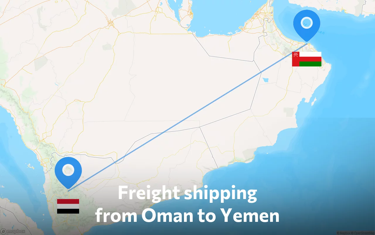 Shipping route from Oman to Yemen