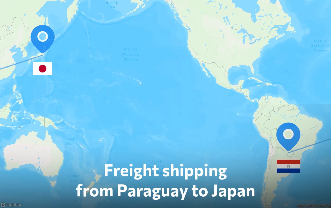 Shipping route from Paraguay to Japan