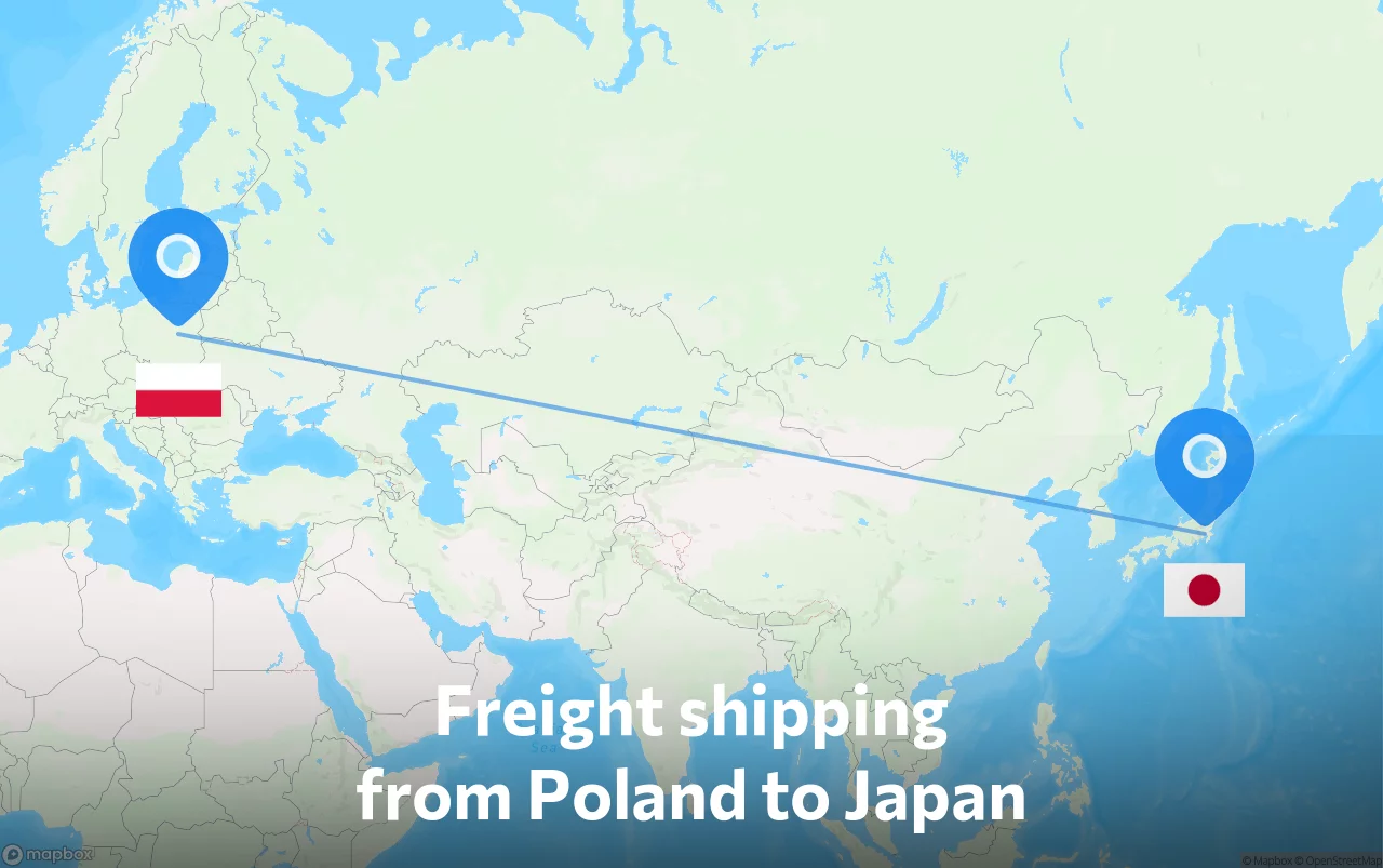 Shipping route from Poland to Japan