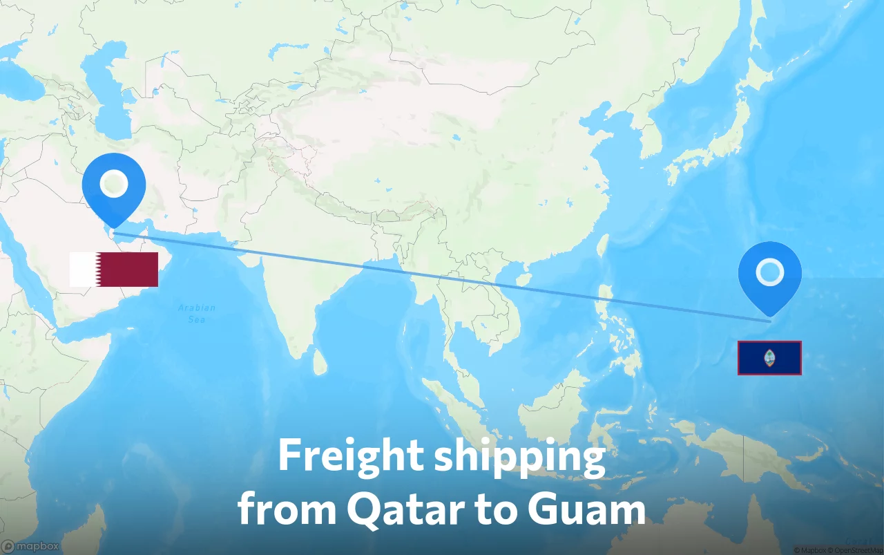 Shipping route from Qatar to Guam