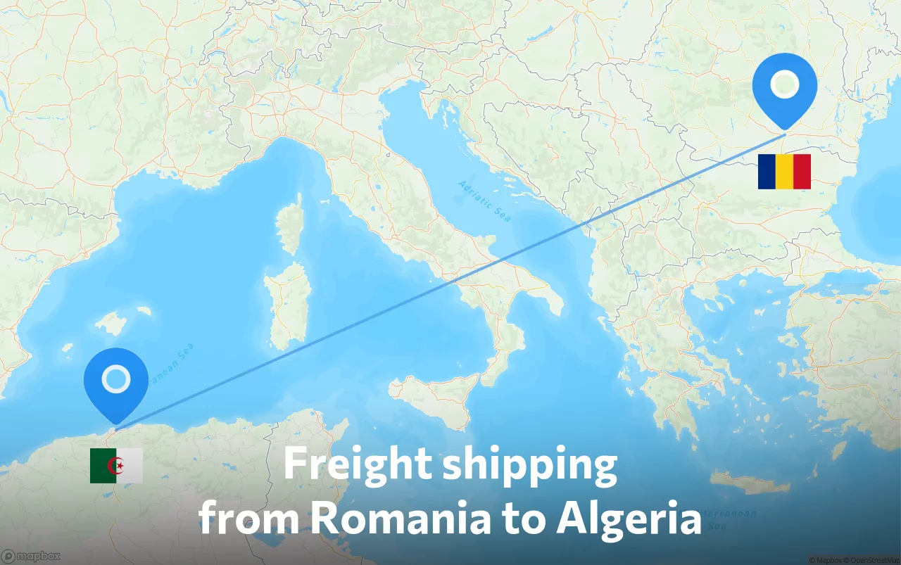 Shipping route from Romania to Algeria