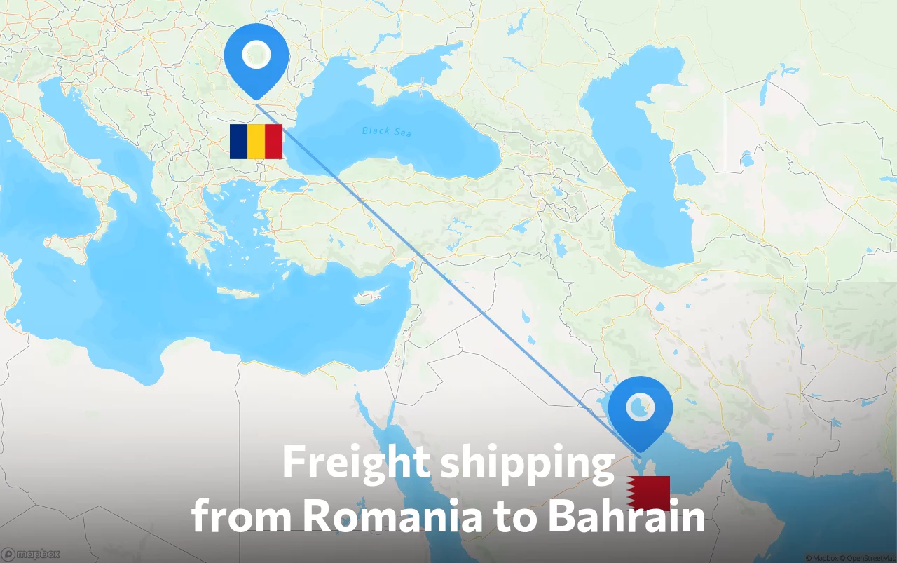 Shipping route from Romania to Bahrain
