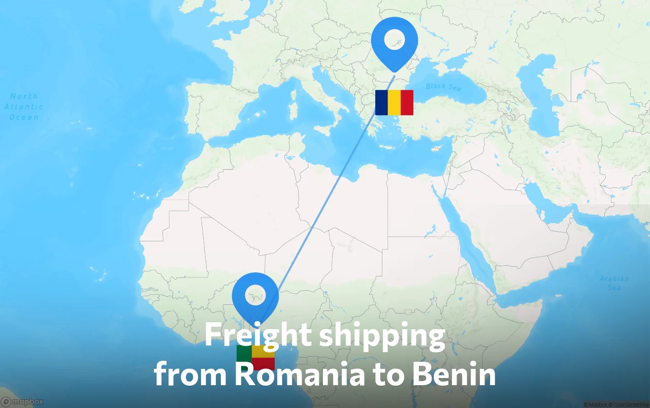 Shipping route from Romania to Benin