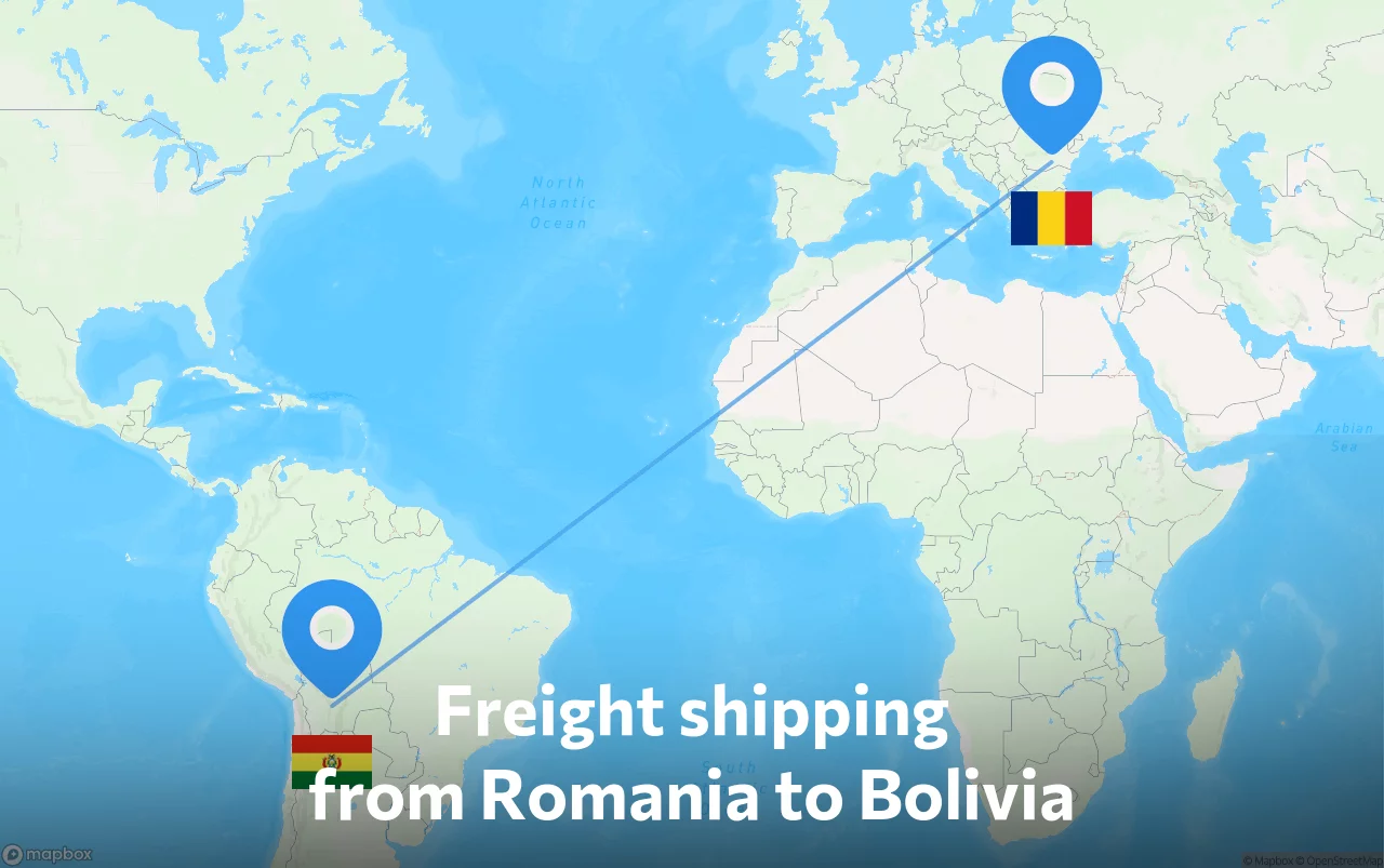 Shipping route from Romania to Bolivia
