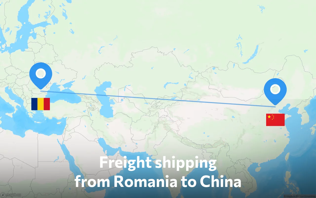 Shipping route from Romania to China