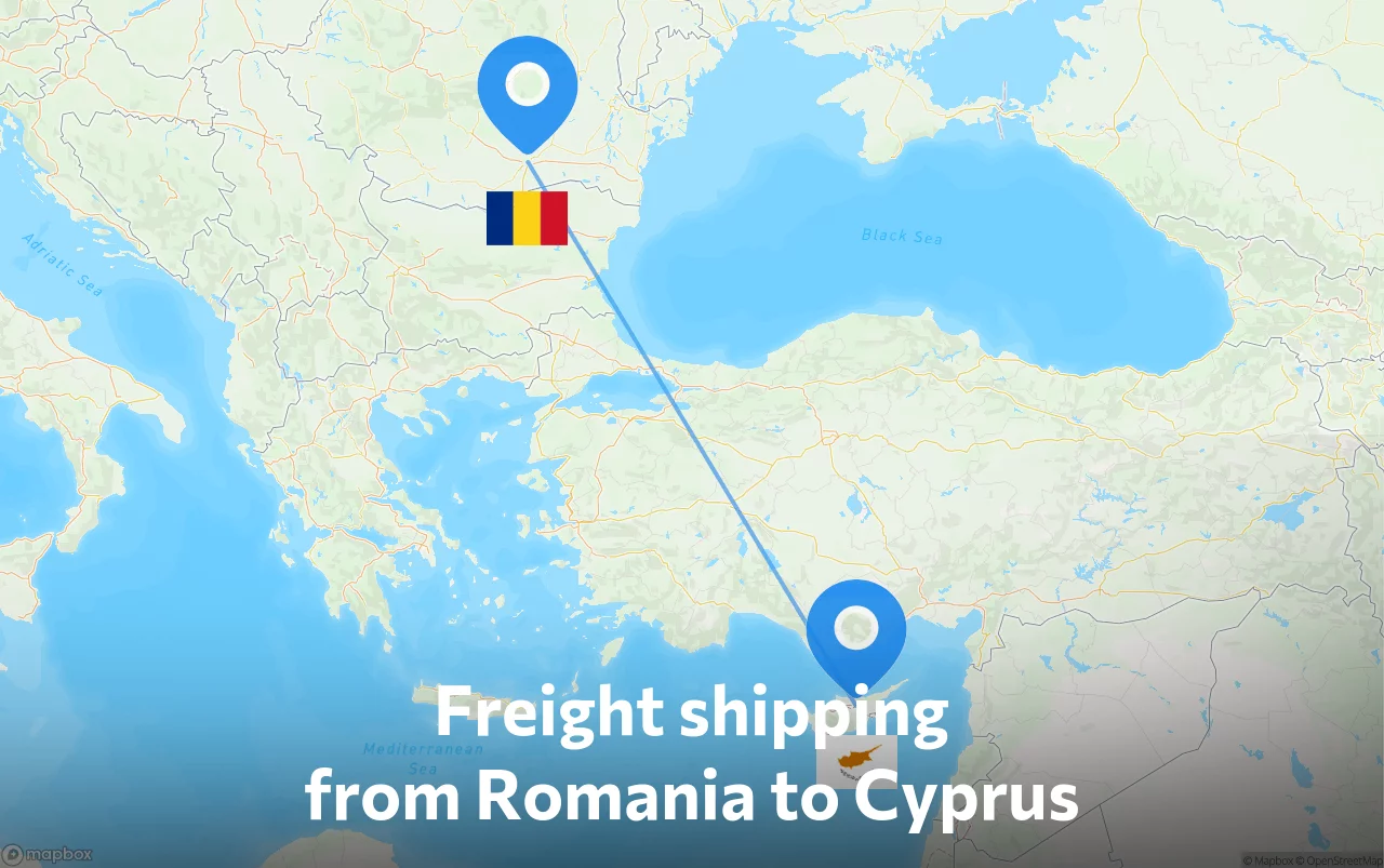 Shipping route from Romania to Cyprus