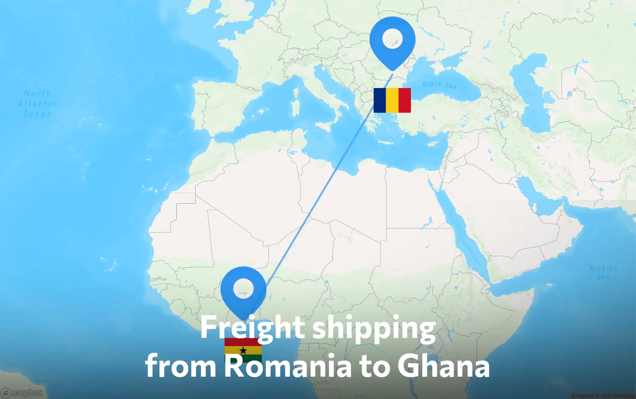 Shipping route from Romania to Ghana