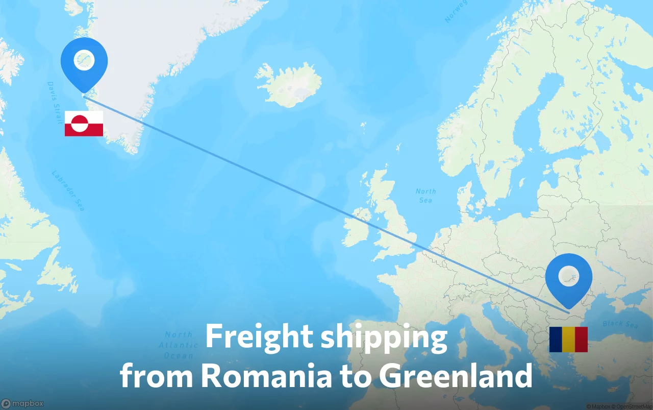Shipping route from Romania to Greenland