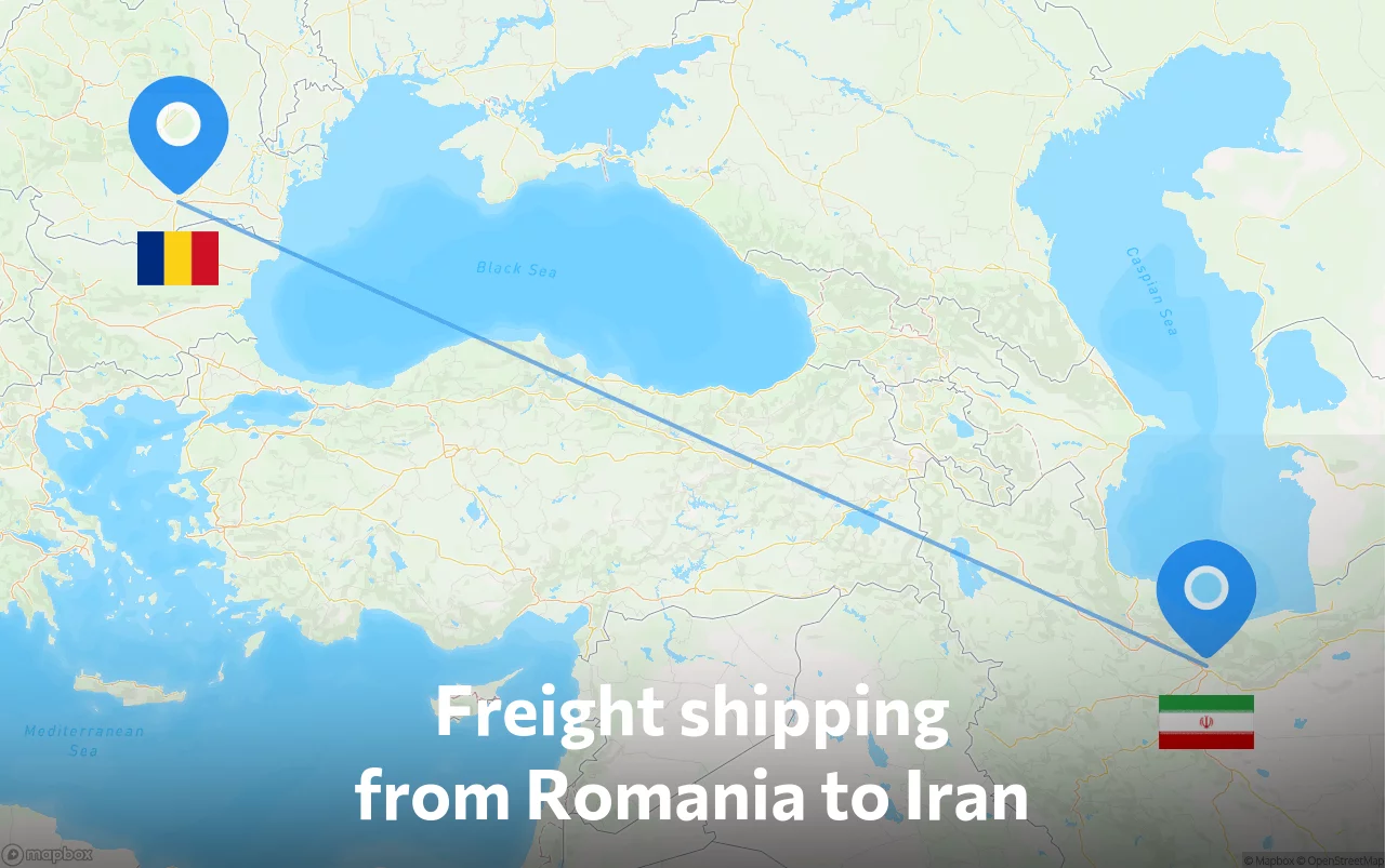 Shipping route from Romania to Iran