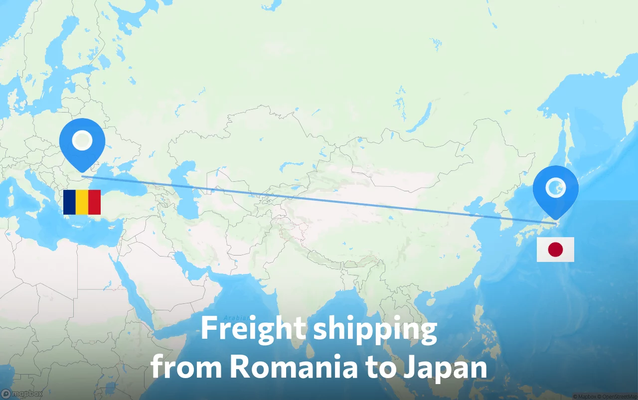 Shipping route from Romania to Japan