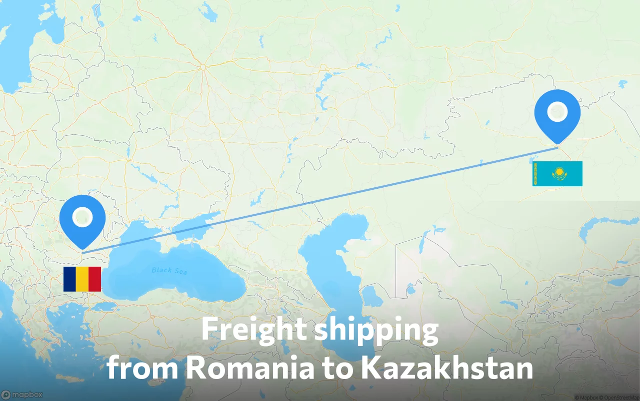 Shipping route from Romania to Kazakhstan