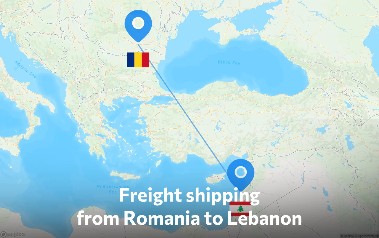 Shipping route from Romania to Lebanon