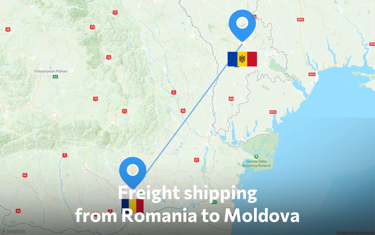 Shipping route from Romania to Moldova