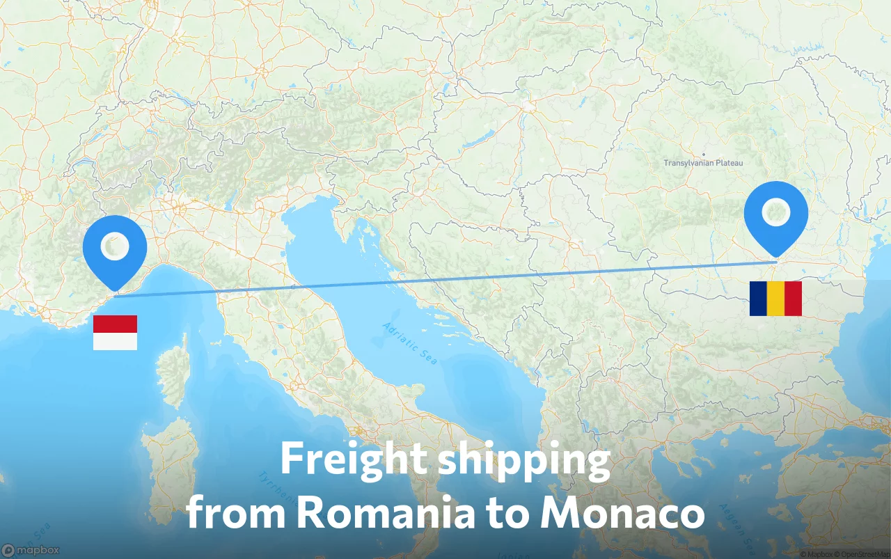 Shipping route from Romania to Monaco