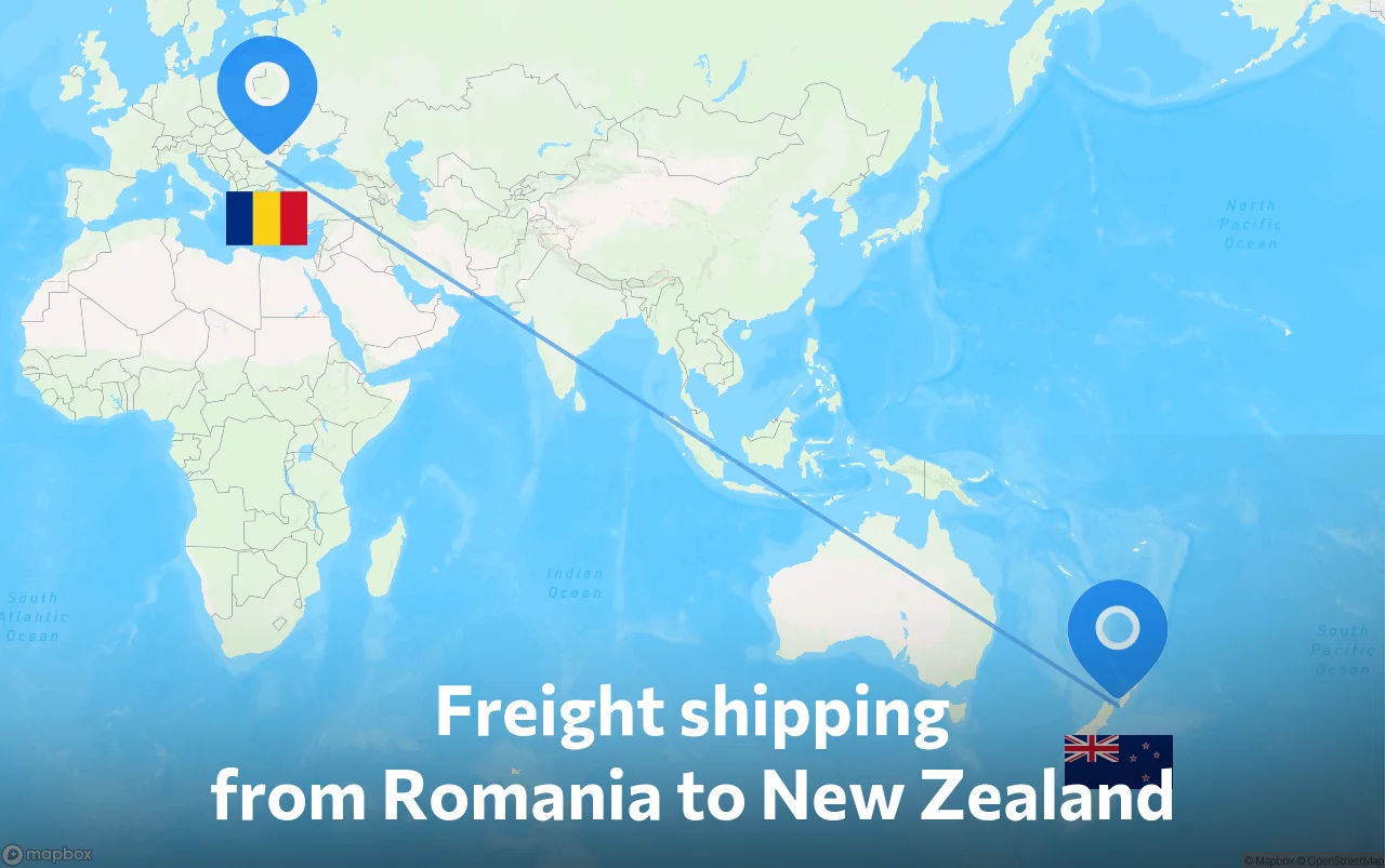 Shipping route from Romania to New Zealand