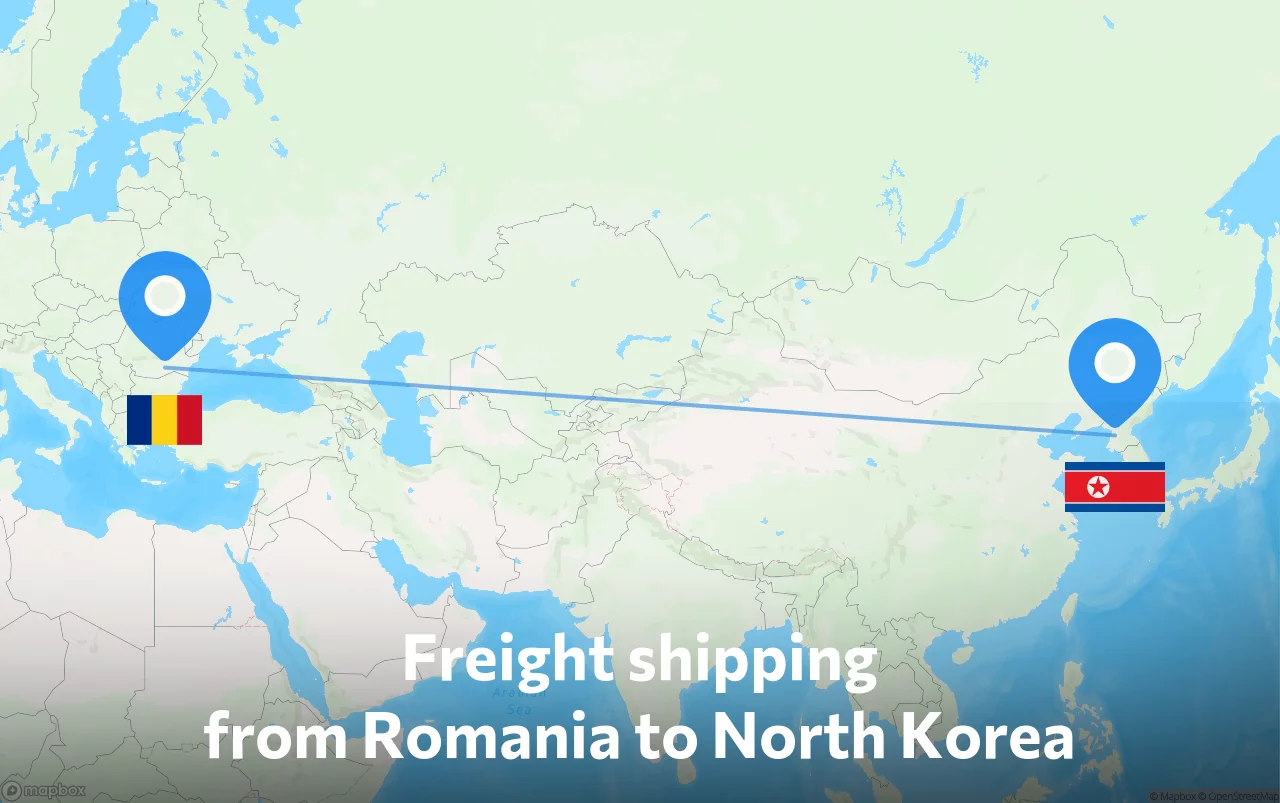 Shipping route from Romania to North Korea