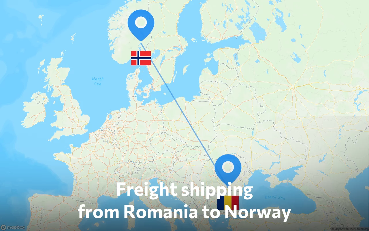 Shipping route from Romania to Norway