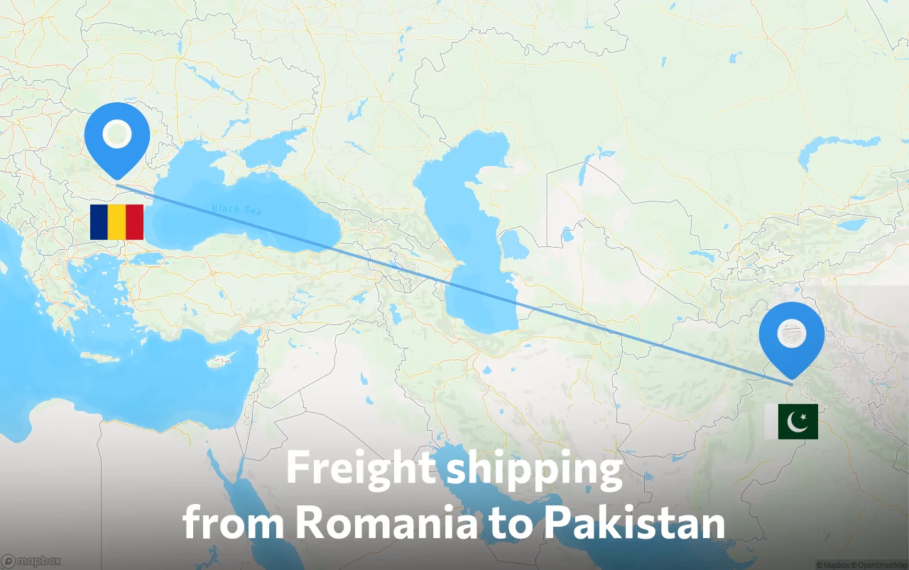 Shipping route from Romania to Pakistan