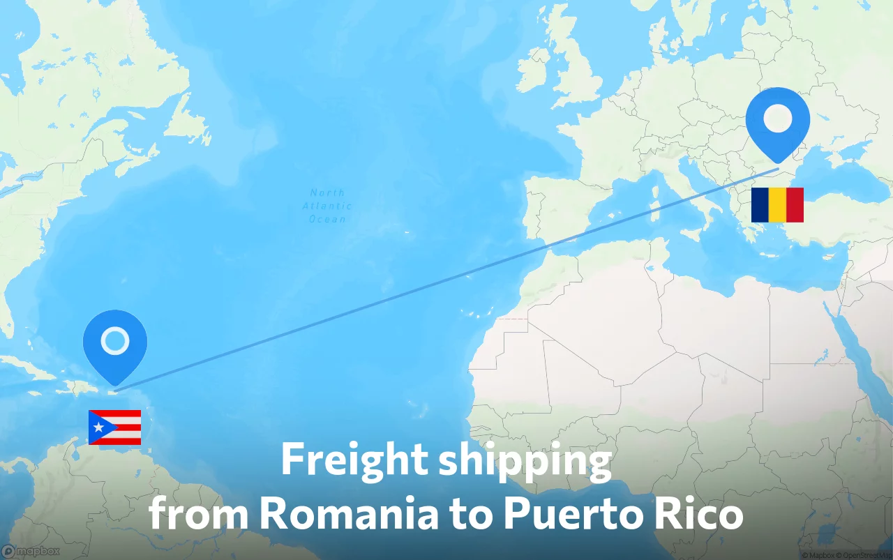 Shipping route from Romania to Puerto Rico