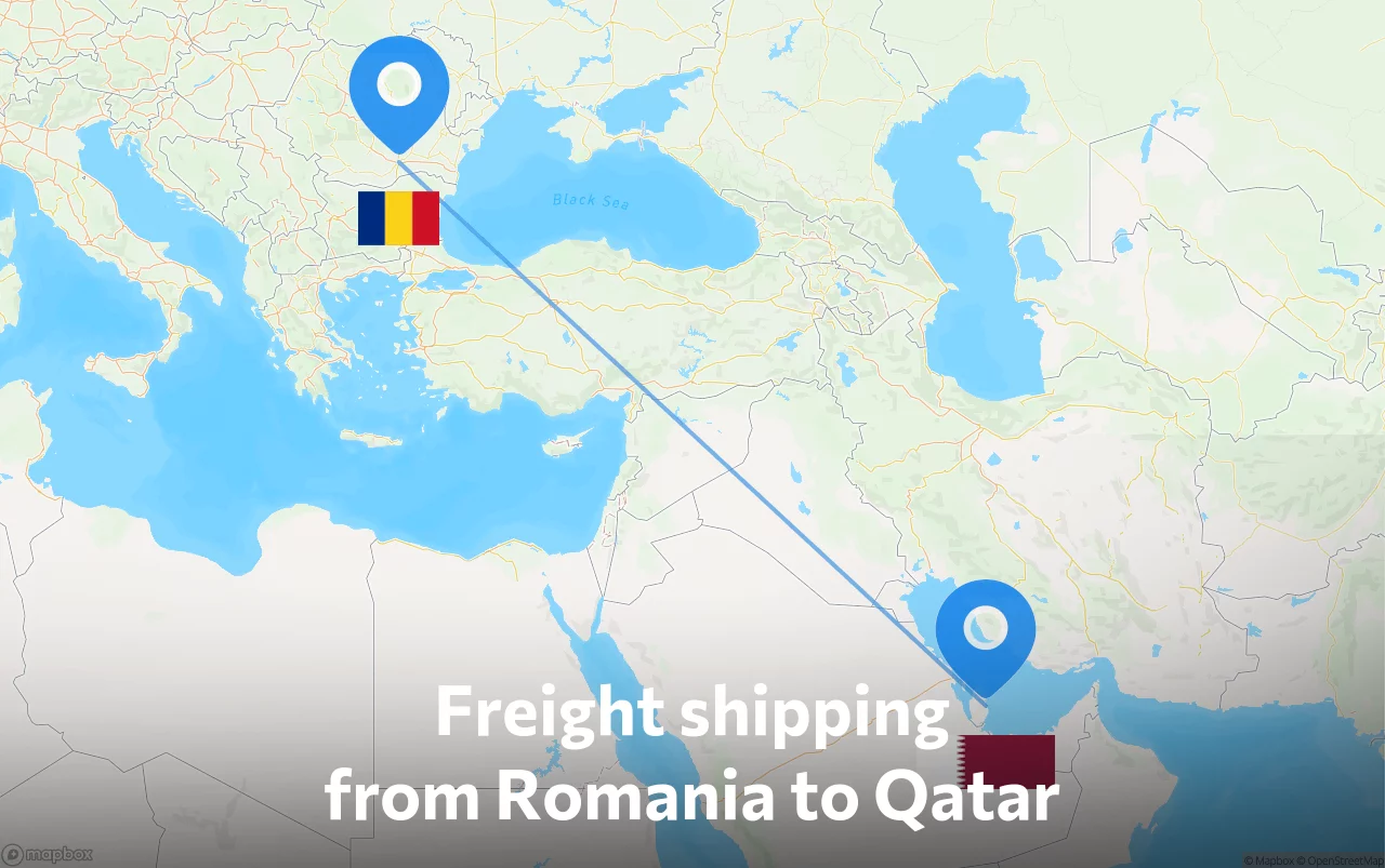 Shipping route from Romania to Qatar