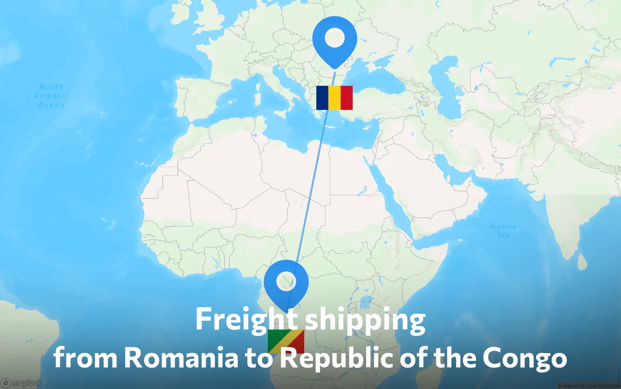 Shipping route from Romania to Republic of the Congo