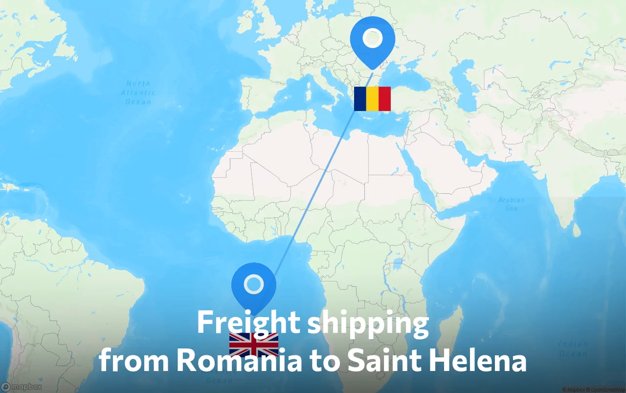 Shipping route from Romania to Saint Helena