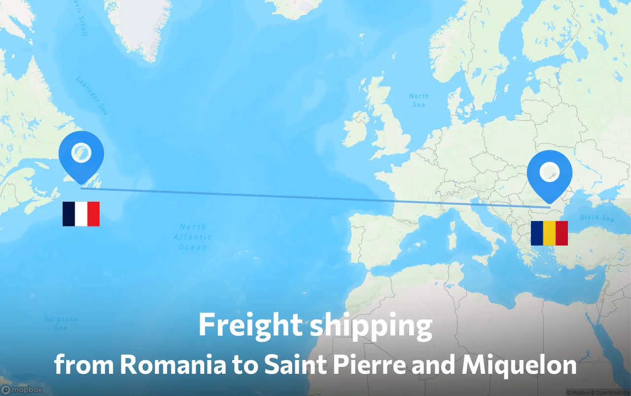 Shipping route from Romania to Saint Pierre and Miquelon