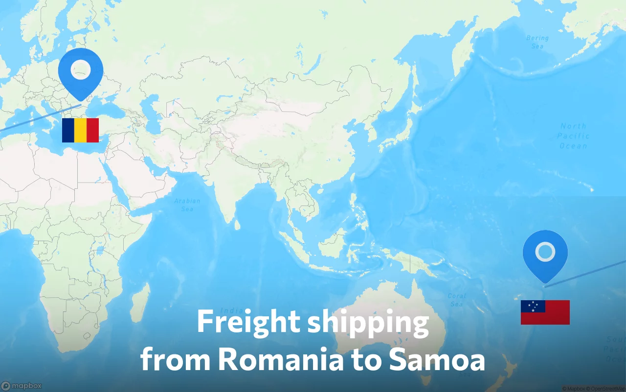 Shipping route from Romania to Samoa