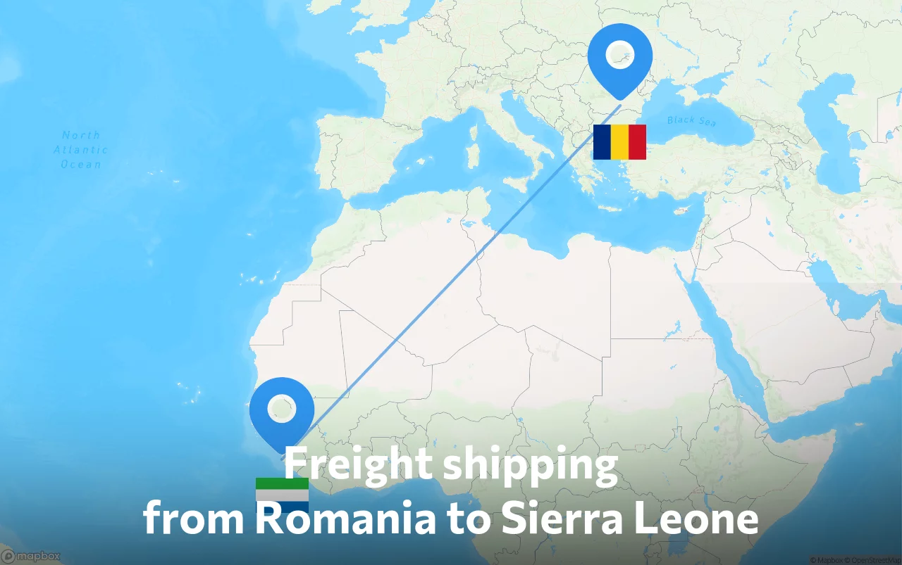 Shipping route from Romania to Sierra Leone