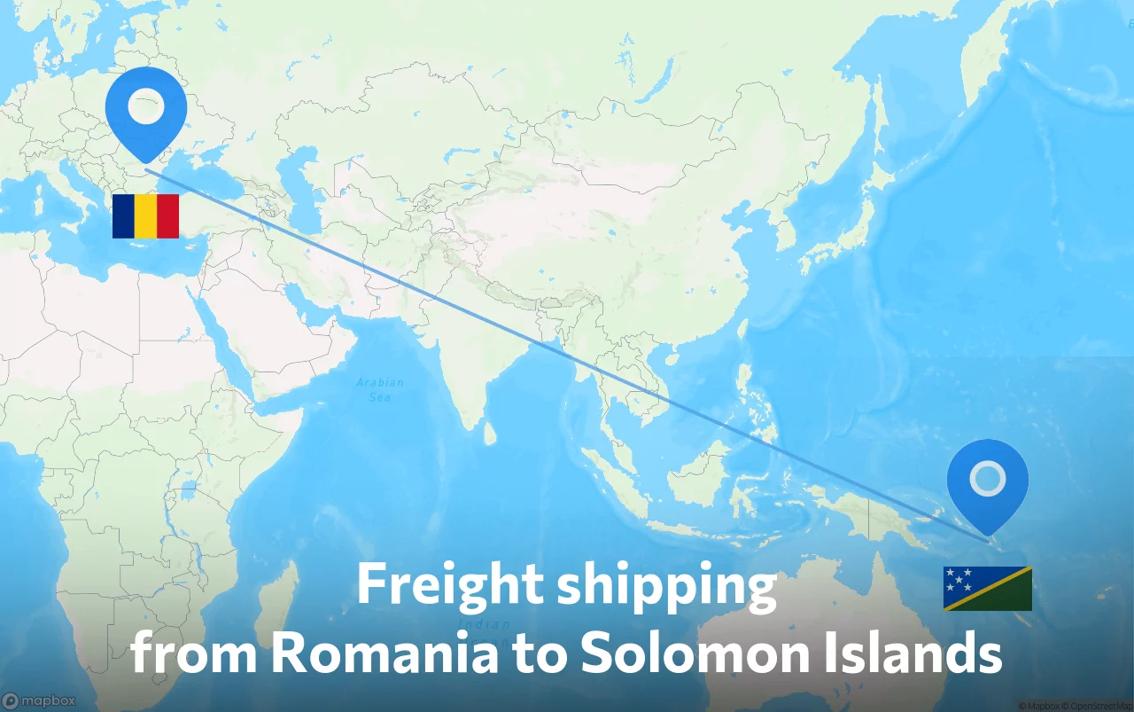 Shipping route from Romania to Solomon Islands