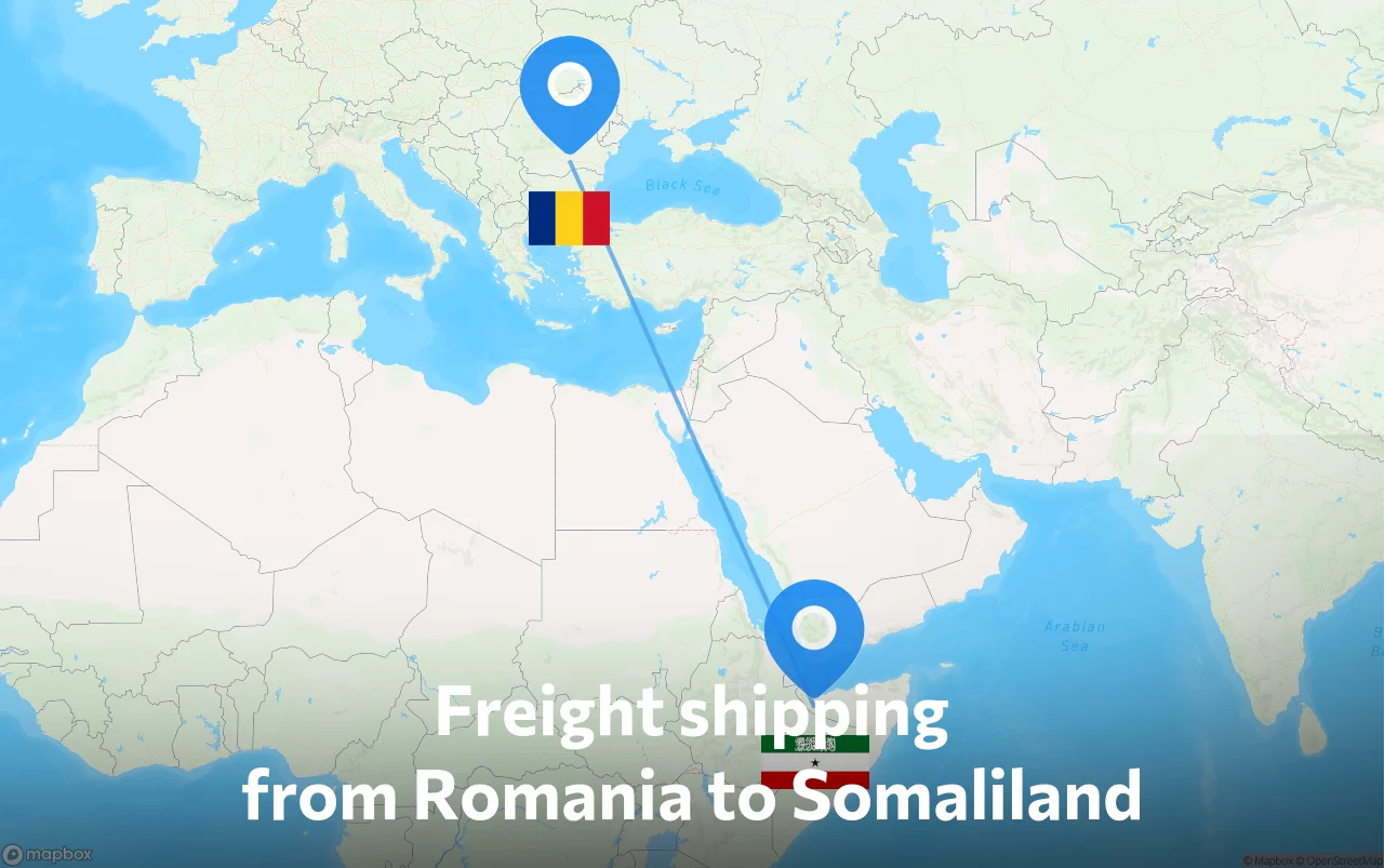 Shipping route from Romania to Somaliland