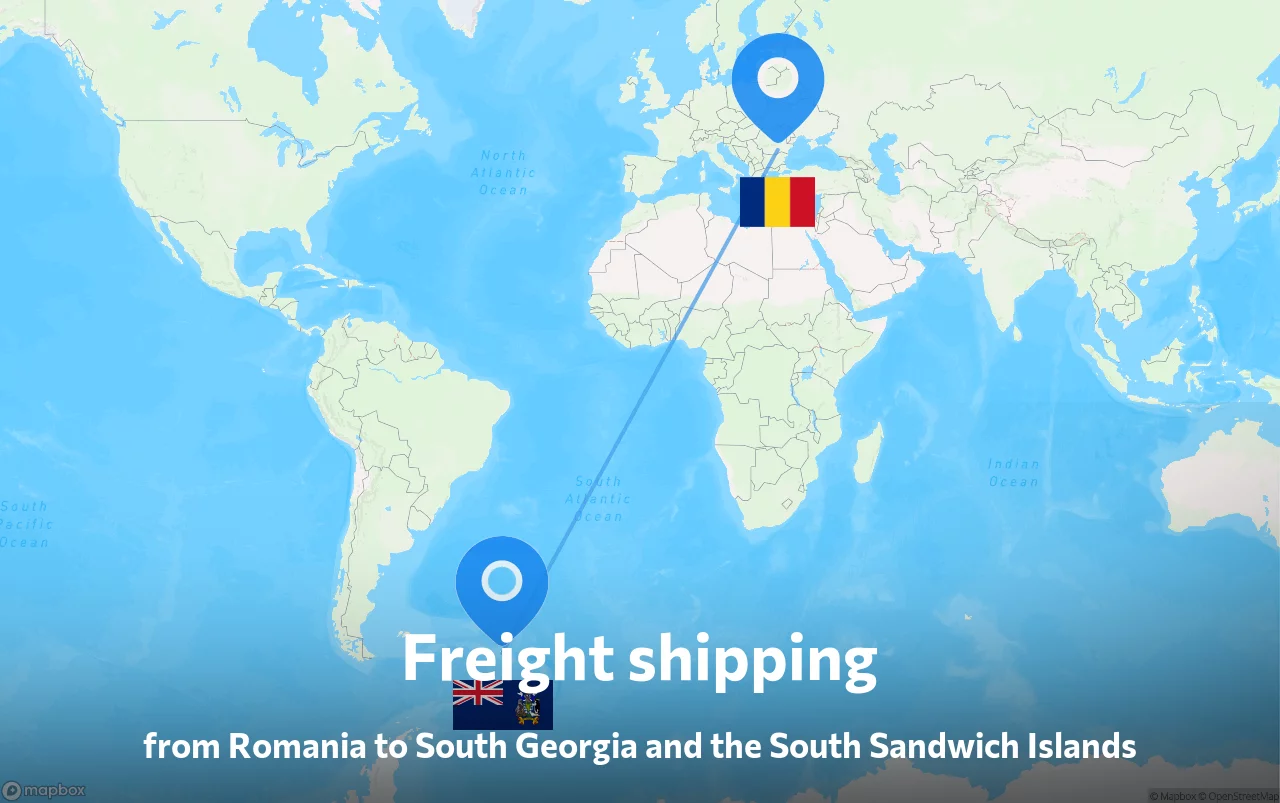 Shipping route from Romania to South Georgia and the South Sandwich Islands