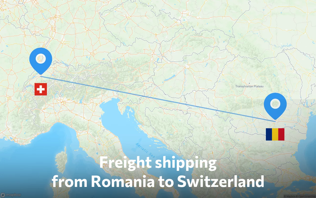 Shipping route from Romania to Switzerland