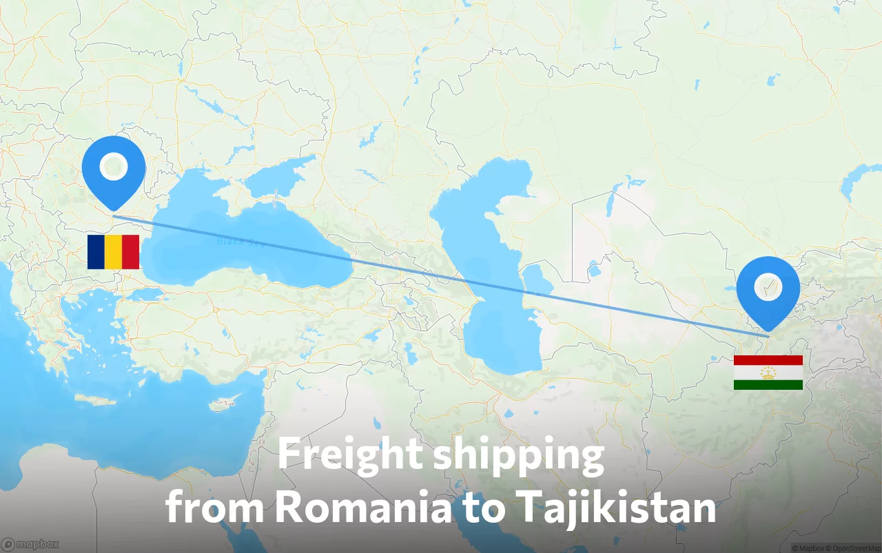 Shipping route from Romania to Tajikistan